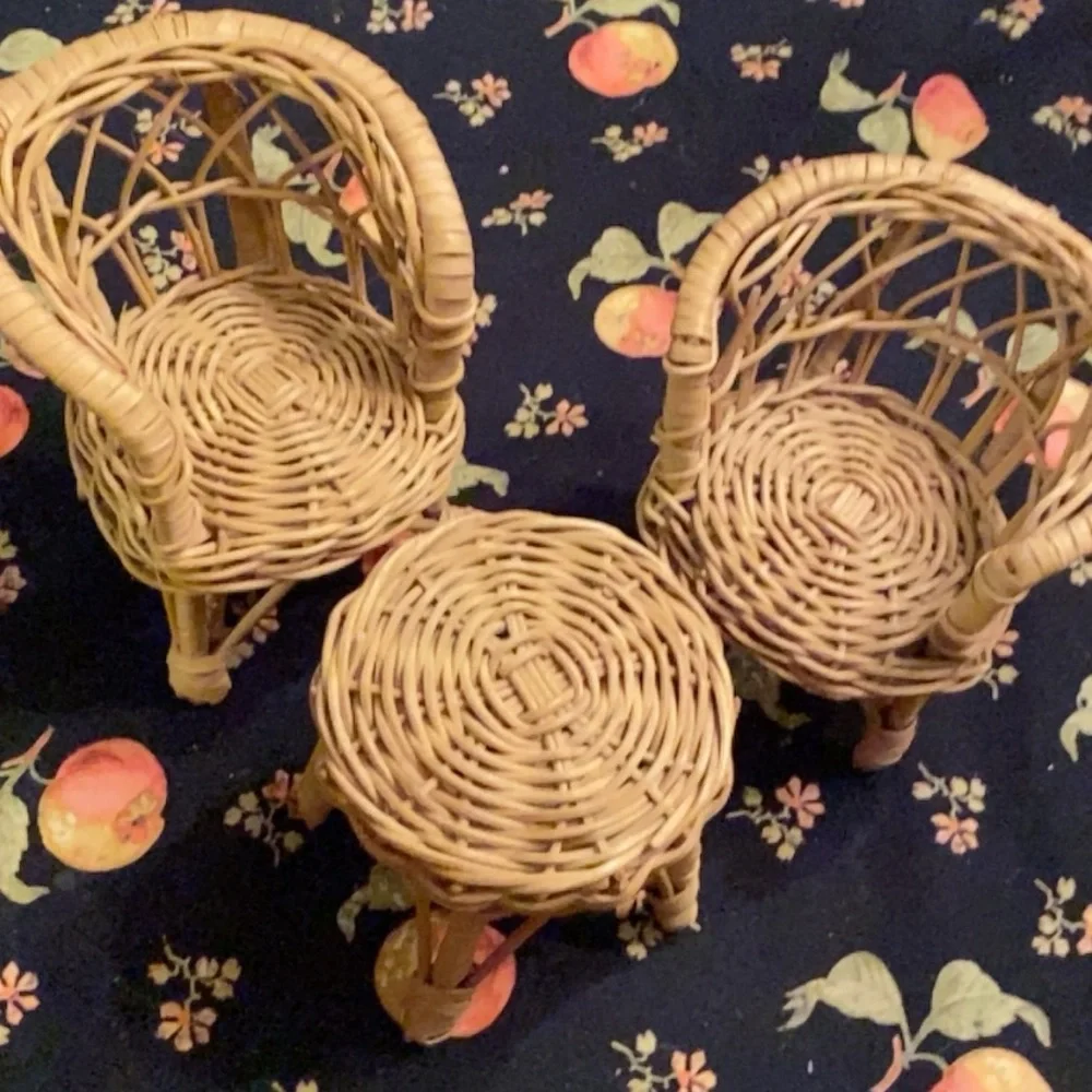 Miniature Wicker Chair and Table Set